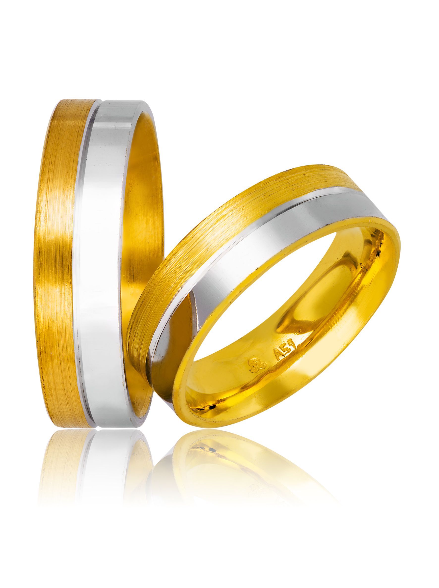 White gold & gold wedding rings 6mm (code 741)